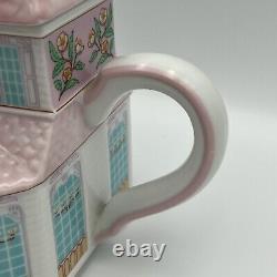 Lenox Spice Village Tea Room with Lid 1991 Vintage Tea Pot Colorful Pink Porcelain