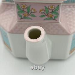 Lenox Spice Village Tea Room with Lid 1991 Vintage Tea Pot Colorful Pink Porcelain