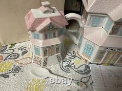 Lenox Village Tea Room full SET Tea pot Creamery & Confectionary & Spoon withLids