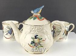 Lenox Winter Greetings -Chickadees/Nuthatch Teapot with Lid & 2 Coffee Mug Set