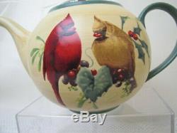 Lenox Winter Greetings Everyday Cardinal Bird Teapot Sugar & Creamer Tea Set