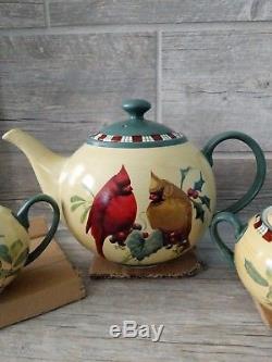 Lenox Winter Greetings Everyday Teapot, Sugar Bowl & Creamer 3 Piece Set NEW