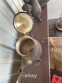 Leonard Silver Plated Coffee Tea Pot Set Sugar Cream Bowl Floral Footed