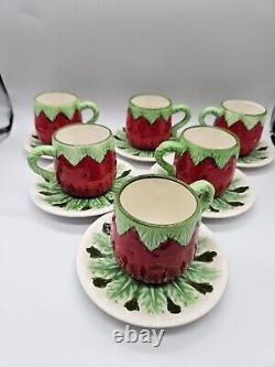 Les Fraises Shafford Japan Tea pot, Cream & Sugar, 6 Demitasse Cups & Sauce 60's