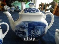 Liberty Blue Ironstone Tea Set for (4) LB Tote
