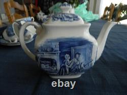 Liberty Blue Ironstone Tea Set for (4) LB Tote