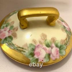 Limoge Antique Teapot T&V France Hand Painted Pink Rose Flowers Gold Art Deco