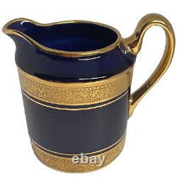 Limoges Coffee/Tea Set-Pot, Sugar, Creamer, Demitasse Cups, Saucers Cobalt Blue/gold