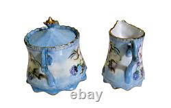 Limoges France hand painted, signed and dated Tea set-creamer, sugar, and teapot