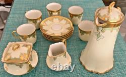 Limoges Tea Set for 5 Teapot Creamer Sugar Bowl Cups & Saucers
