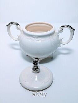 Loma 3 Piece Set Of Coffee Pot Tea Pot Sugar & Creamer 4 Footed Cream & Silver