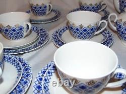 Lomonosov Russian Porcelain Blue Snowflake Tea Pot Set Cup Saucer 21pcs