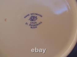 Lomonosov Russian Porcelain Blue Snowflake Tea Pot Set Cup Saucer 21pcs