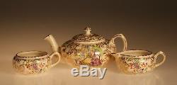 Lord Nelson Ware Art Deco Pompadour Stacking Teapot Set, England c. 1938