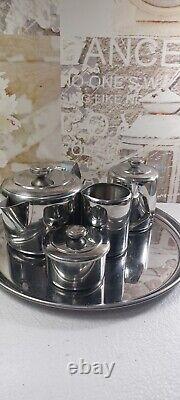 Lot 5 Individual Stainless Steel Teapot and Creamer Set restaurant style