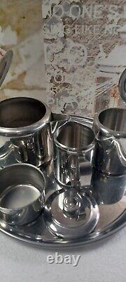 Lot 5 Individual Stainless Steel Teapot and Creamer Set restaurant style