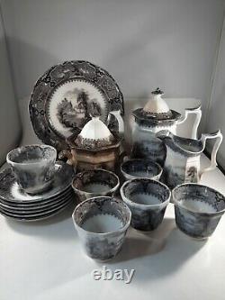 Lot Alcock Staffordshire VINCENNES Tea Set Teapot Creamer Sugar Cup Saucer Plate