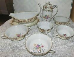 Lot Set Gold Castle Japan Porcelain Tea Teapot Coffee Pot Soup Bowl Cup Hostess