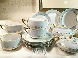 Lot VTG. SILESIA Porcelain Cake Plate-Teapots-Sugars-Creamers-Teacups-Dessert SET