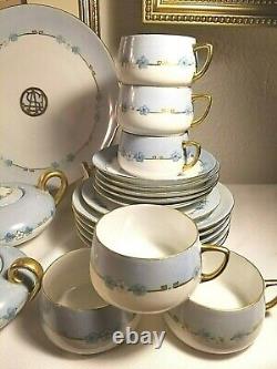 Lot VTG. SILESIA Porcelain Cake Plate-Teapots-Sugars-Creamers-Teacups-Dessert SET