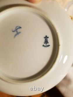 Lot VTG. SILESIA Porcelain Cake Plate-Teapots-Sugars-Creamers-Teacups-Dessert SET