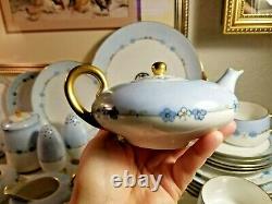 Lot VTG. SILESIA Porcelain Cake Plate-Teapots-Sugars-Creamers-Teacups-Dessert SET