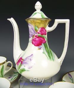 Lovely Germany Decorated Iris Tea Set Tea Pot Cups & Saucers Set