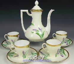 Lovely Germany Decorated Iris Tea Set Tea Pot Cups & Saucers Set