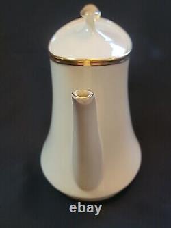 Lovely Lenox Porcelain Ivory & Gold ETERNAL Covered Teapot or Coffee Pot