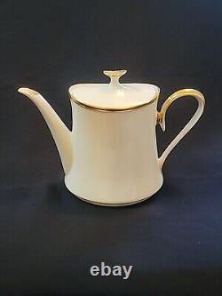 Lovely Lenox Porcelain Ivory & Gold ETERNAL Covered Teapot or Coffee Pot