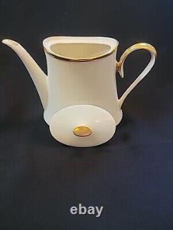 Lovely Lenox Porcelain Ivory & Gold ETERNAL Covered Teapot or Coffee Pot