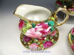 Lovely Nippon Hand Painted Roses Gold Tea Pot Creamer Sugar Cups & Saucers Set