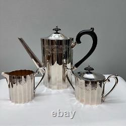 Lunt silver tea pot cream sugar set