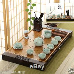 Luxury tea set in Chinese porcelain tea pot cup filter net ebony solid wood tray