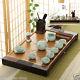 Luxury Tea Set In Chinese Porcelain Tea Pot Cup Filter Net Ebony Solid Wood Tray