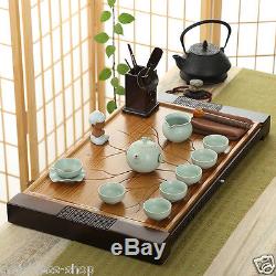 Luxury tea set in Chinese porcelain tea pot cup filter net ebony solid wood tray