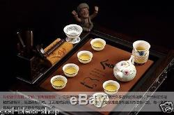 Luxury tea set solid wood tea tray black stone porcelain tea pot ceramic tea cup