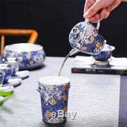 Luxury vintage 999 pure silver tea set tea pot gaiwan tea cups filter cup mats