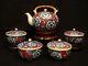 Marked Fukagawa Japanese Meiji Period Tea Pot / Covered Cups Set