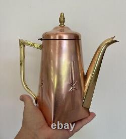 MCM Copper Coffee/Tea Pot, 3-Piece Set with Bronze Accents. RARE! GORGEOUS