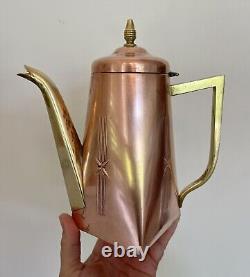 MCM Copper Coffee/Tea Pot, 3-Piece Set with Bronze Accents. RARE! GORGEOUS