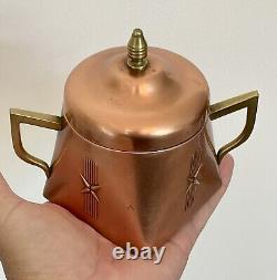 MCM Copper Coffee/Tea Pot, 3-Piece Set with Bronze Accents. RARE! GORGEOUS