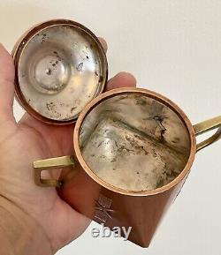 MCM Copper Coffee/Tea Pot, 3-Piece Set with Bronze Accents. RARE! GORGEOUS