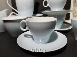 MCM Noritake Dessert / Tea Set Teapot Cream Sugar Cups Plates Powder Blue White