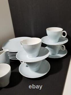 MCM Noritake Dessert / Tea Set Teapot Cream Sugar Cups Plates Powder Blue White