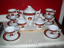 MEDUSA PORCELAIN TEA SET POT CREAMER SUGAR DISH CUPS SAUCERS