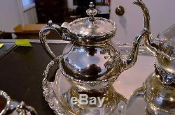 MEXICO 925 STERLING SILVER SERVING SET With TRAY COFFEE & TEA POT SUGAR & CREAMER