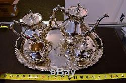 MEXICO 925 STERLING SILVER SERVING SET With TRAY COFFEE & TEA POT SUGAR & CREAMER