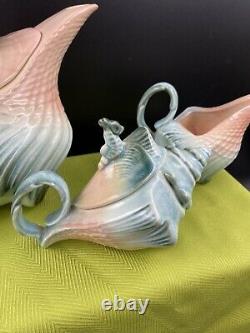 MID Century Hull USA Snail Conch Seashell & Seahorse Teapot Sugar Creamer Set