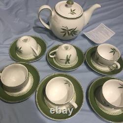 MINH LONG Teapot/Cup/Saucer Set of 6 Vietnam Fine Ceramics Manufacturer